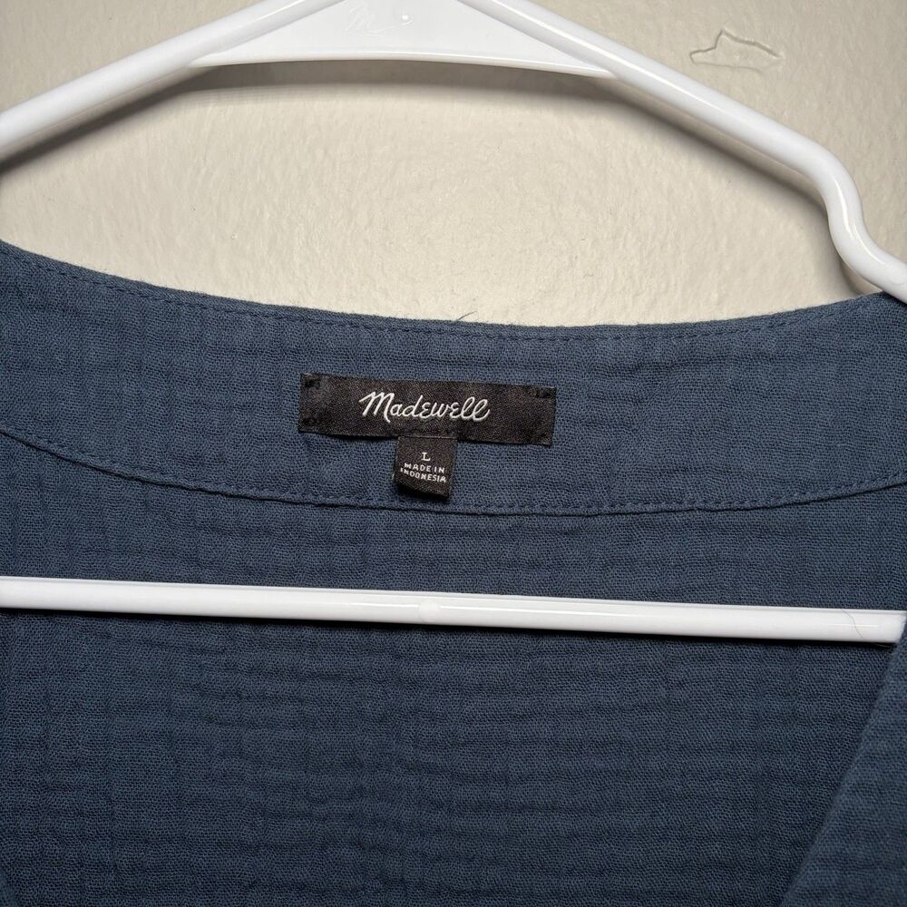 Madewell Lightspun Button Front Minidress Dress Blue Women L - Picture 2 of 8